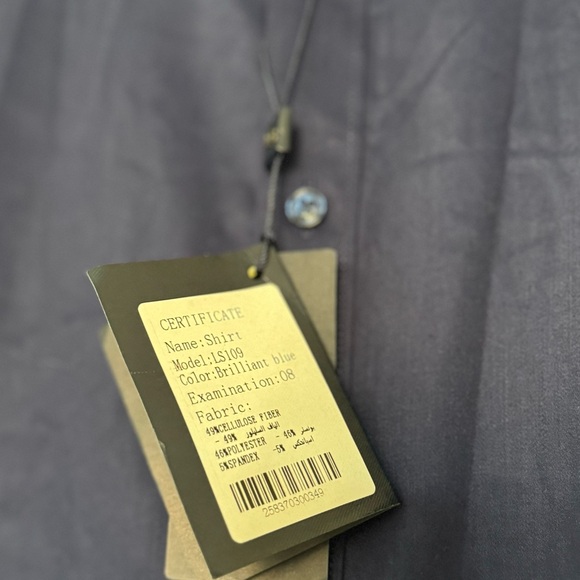 NEW O3 zoom from London Shirt Men's Button Up Long Sleeve blue Size : L - Picture 7 of 9